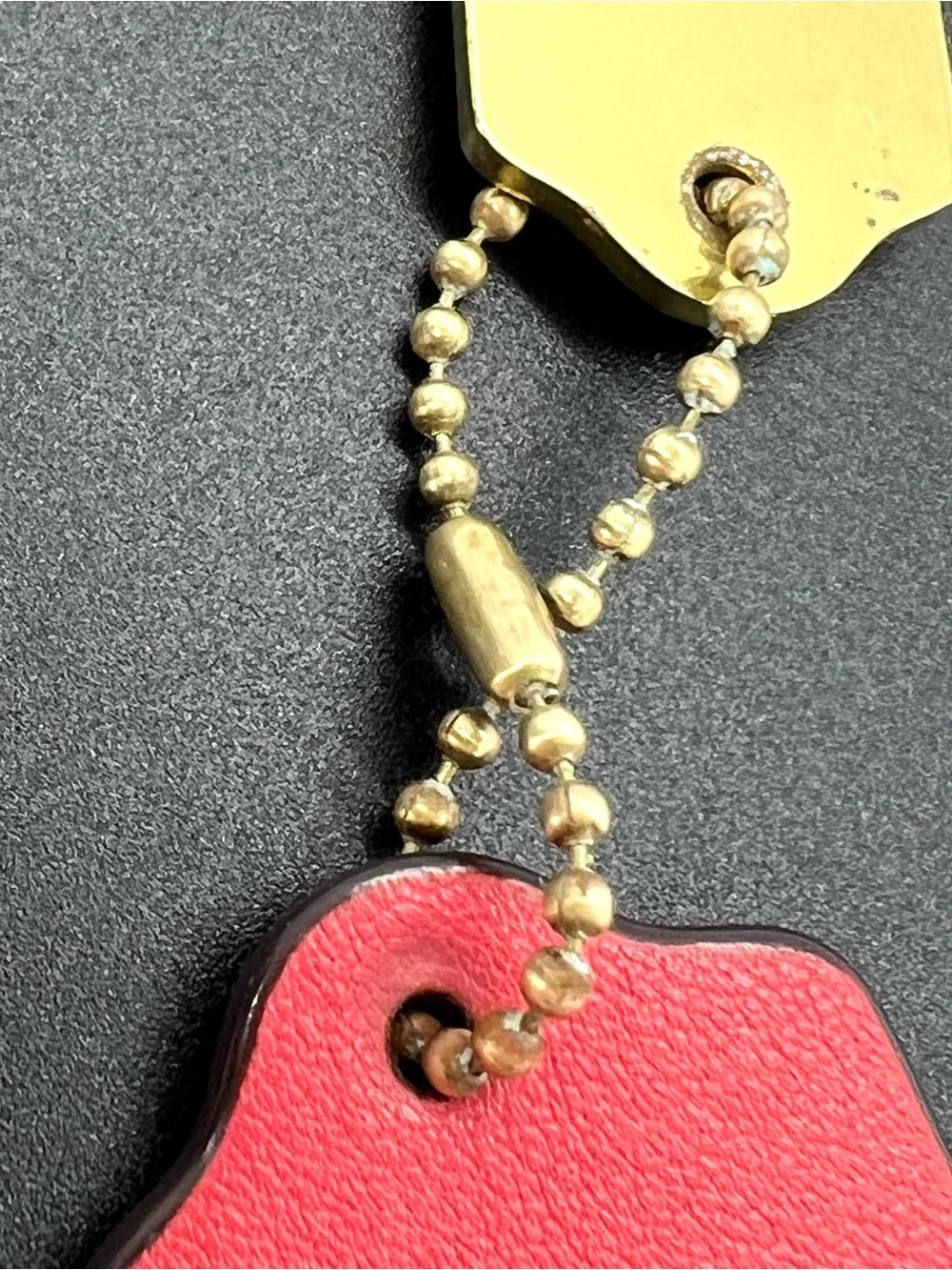 Coach Red Leather Gold Metal Dual Hang Tag Bag Charm Replacement Vintage